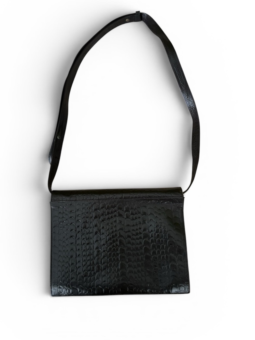 Ann Taylor Vintage Genuine Leather Croc-Embossed Flap Shoulder Bag - Picture 4 of 10